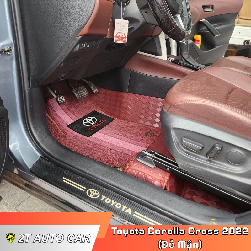 Thảm lót sàn Da Ép Toyota Corolla Cross 2022 - Đỏ Mận