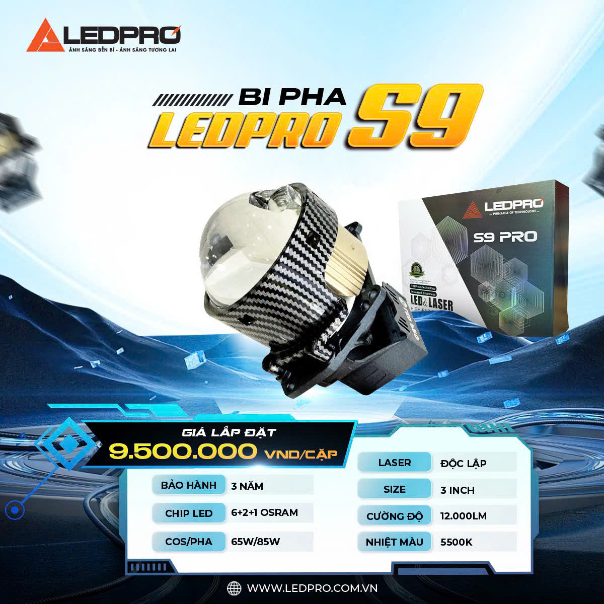ĐÈN BI PHA LED - LASER S9 PRO